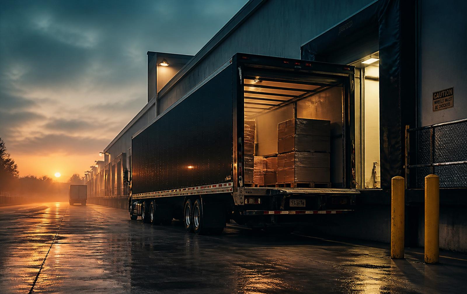 Loading dock — freight staged for pickup